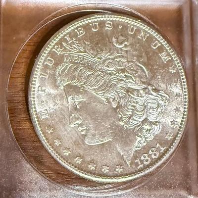 1881 S Silver Morgan Dollar Coin Uncirculated In Protective Container