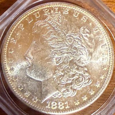 1881 S Silver Morgan Dollar Coin Uncirculated In Protective Container