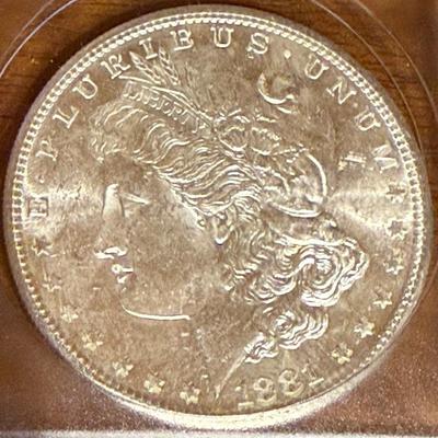 1881 S Silver Morgan Dollar Coin Uncirculated In Protective Container