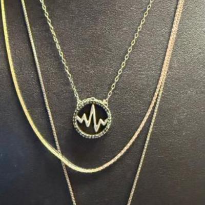 (3) Vintage Sterling Silver Necklaces Mexico Charm Ball, India Box Chain & Mountain Round Pendant - 21.29 Gram