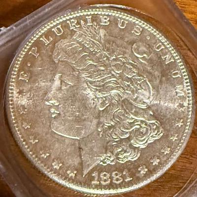 1881 S Silver Morgan Dollar Coin Uncirculated In Protective Container