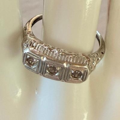 Vintage 14K White Gold Ring Setting (no Stones) Size 7.5 - Total Weight 1.8 Grams
