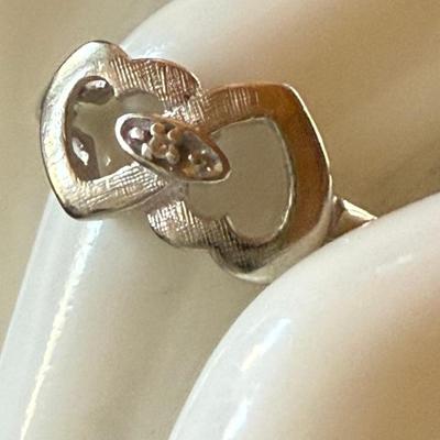 10K White Gold With Small Diamond Heart Ring Size 6 - Total Weight 1.66 Grams
