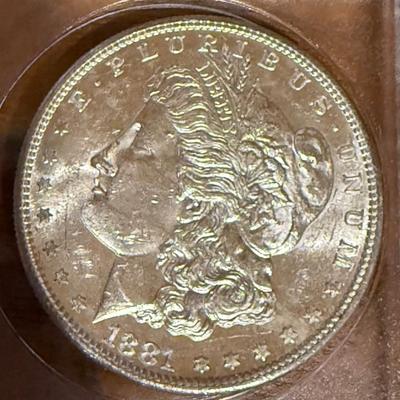 1881 S Silver Morgan Dollar Coin Uncirculated In Protective Container