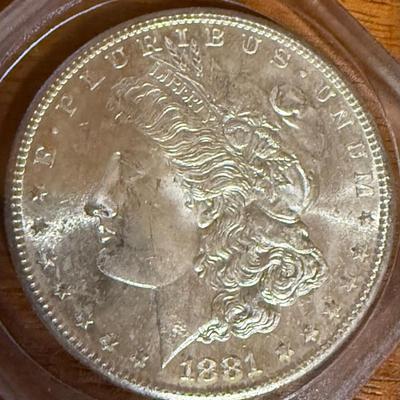 1881 S Silver Morgan Dollar Coin Uncirculated In Protective Container