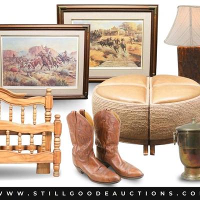 Sale Photo Thumbnail #2: There are some great finds in this week’s auction!  Fenton, sterling silver, knives, carnival glass, Playstation games, antique books, original artwork, Waterford crystal, craft supplies, kitchen appliances and utensils, mirrors, Churchill dishes, Easte