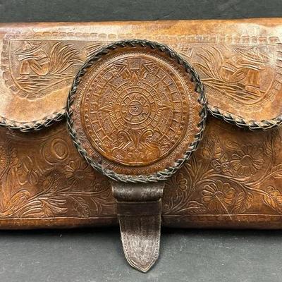 Vintage Tooled Leather Mexican Clutch