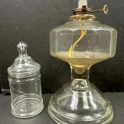 Lamp Light Farms Glass Oil Lamp and Apothecary Jar Set