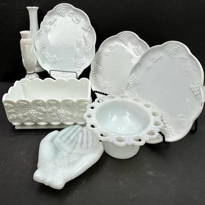 Milk Glass Collection -Grapes and Leaves Motif 