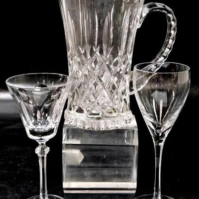 Crystal Pitcher With Stemmed Glasses