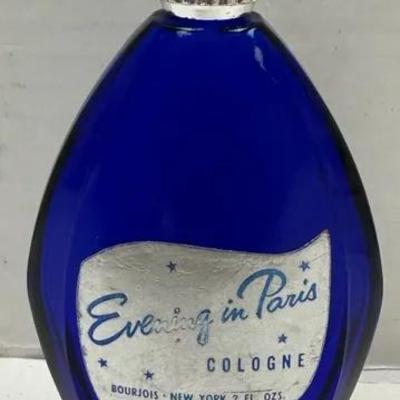 Vintage "Bourjois" Evening in Paris Cologne Cobalt Blue Bottle 