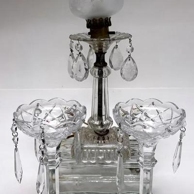 "Shannon" Crystal Candle Holders and Vintage Glass Lamp