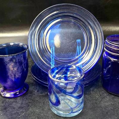 "Anchor Hocking" Cobalt Blue Footed Mug and Others