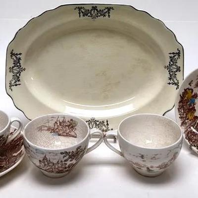 Vintage Lido Platter and "Royal Vista" Teacup Set