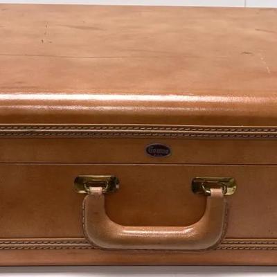 Vintage Leather Suitcase by "Towne, U.S.A."