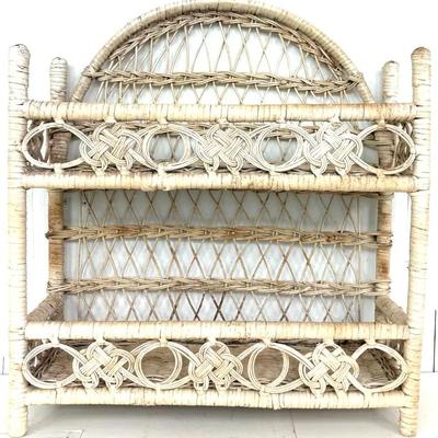 Two Tier Vintage Wicker Shelf