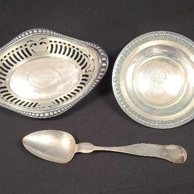 Small Sterling Bowls & Spoon