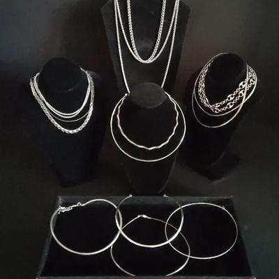 Chunky Chains & Chokers - Silvertone Costume Jewelry Collection 