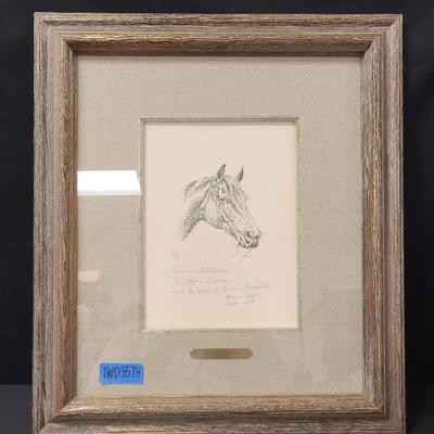 Hand Sketched Horse And Inscription By Olaf Weighorst