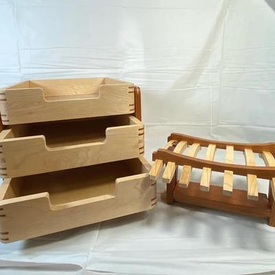 Bamboo Organizer Shelf And Napkin Holder 