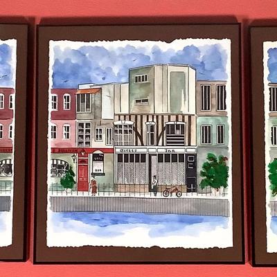 3 Piece Watercolor Prints, Signed 