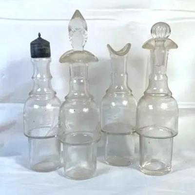 Vintage Curet Bottles Set w/ Metal Carrier (As-Is Carrier / Bottles Nice)