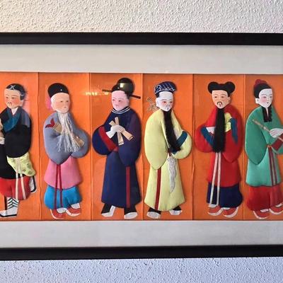 Chinese Silk Fabric Framed Artwork