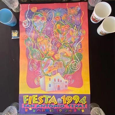 1994 Fiesta Poster (18" X 24") By Raymond Ortiz Godfrey + Assorted Fiesta Memorabilia
