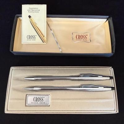 Set Of Two Silvertone Cross Pens