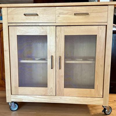 Mobile Wood Kitchen Island w/Casters 