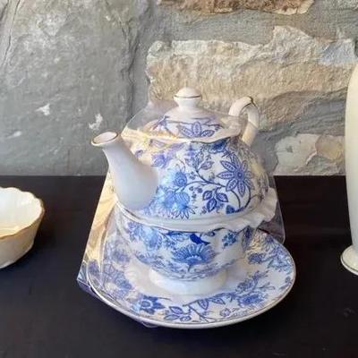 Lenox "Rose Blossom" Vase and Bowl + Grace Teaware Set