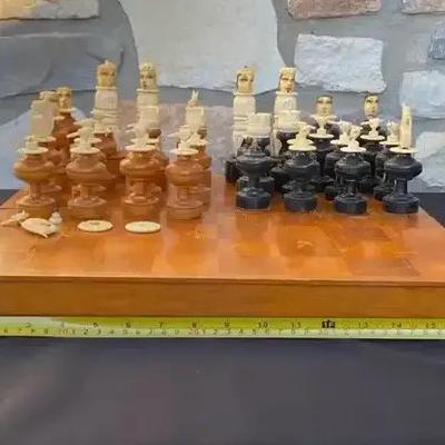 Carved Bone Chess Set