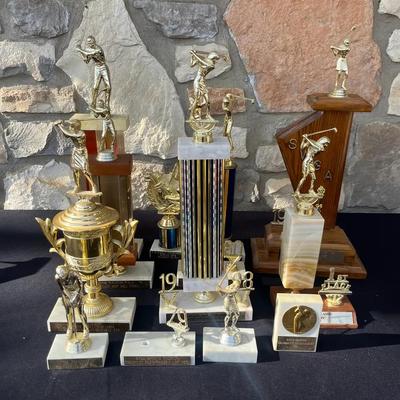 Lot of Golf-Themed Trophies