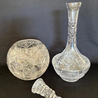 Crystal Decanter And Bowl Set
