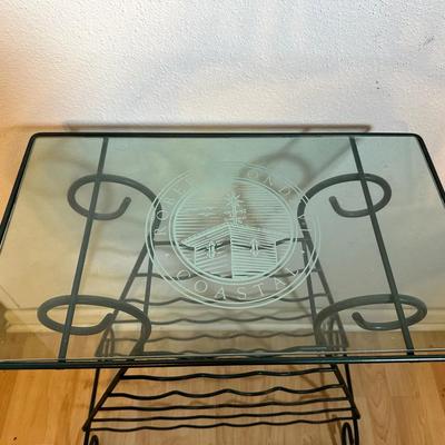 Robert Mondavi Coastal Green Metal Wine Rack With Glass Top 