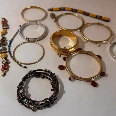Gold- & Silver-Tone Costume Bangle Bracelet Lot