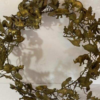 Large Decorative Brass Animal Wreath