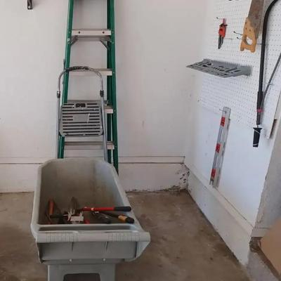 Utility Garden Cart, 2 Ladders, Garden Tools