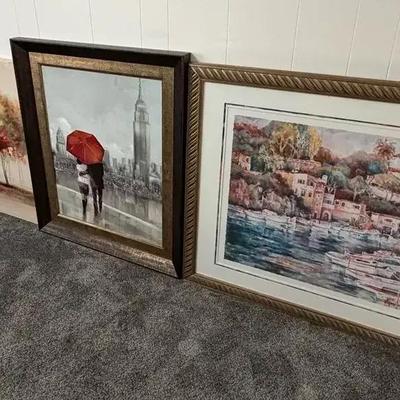 Roane Manning Wexford home, couple in NY canvas. Jankin Seaside Watercolor. Textured oil Painting. 