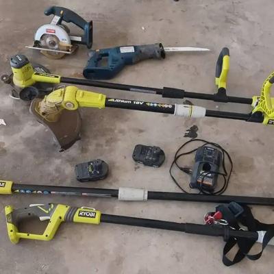 Ryobi 18V LITHIUM ION tools, 2 Batteries, 1 Charger Test Good