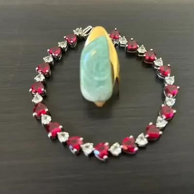 Sterling Silver Tennis Bracelet & Artisan Ring With Stone