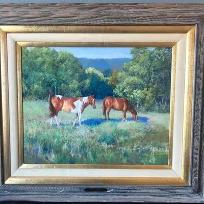 Original Dale Martin Pastel Painting Under Glass, Cushing Oklahoma Artist " Ole Paint "