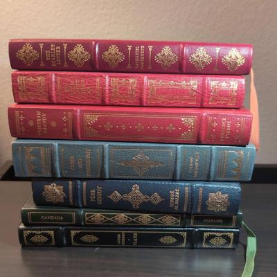 7 Classic Beautiful Leather Spine Books, Franklin Mint 1979, 1980 Classic Literature Collection