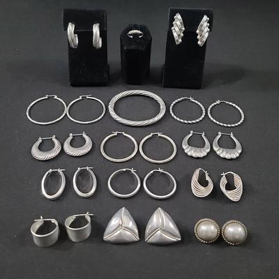Sterling And Other Earrings, Ring And Bracelet 