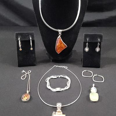 Sterling Silver Jewelry Collection with Necklaces, Bracelet & Earrings
