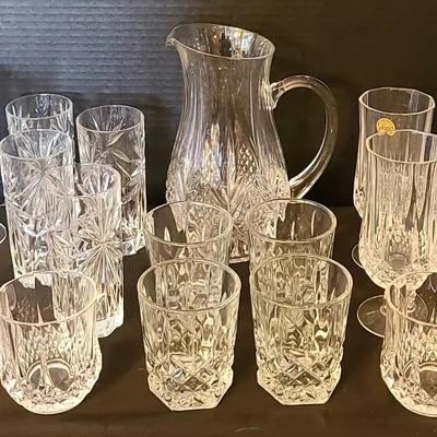 Cristal d’Arques Lead Crystal Pitcher and Glassware Collection