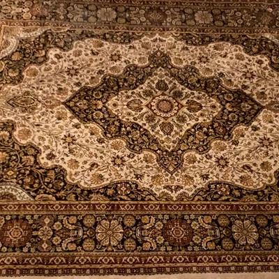 Medallion Kashan Earth-Tone Area Rug with Pad