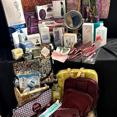 Beauty & Personal Care Collection with Upholstered Wrought Iron Seat