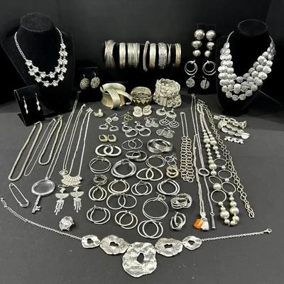 Silver-toned Jewelry Featuring A Pewter Bangle By Kirk Stiefe