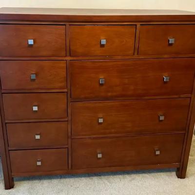 Tall Modern Wooden Dresser with Multiple Drawers